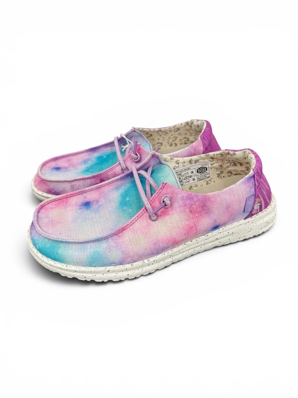 Hey Dude Kids Tie-Dye Pink Blue Purple Sneakers (adult  7.5)